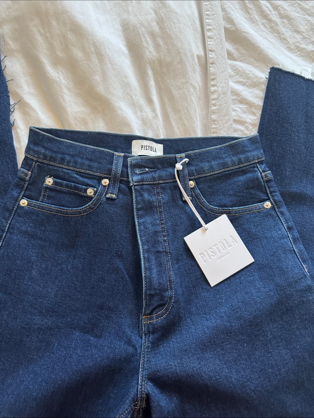 pistola indigo high-rise straight jeans